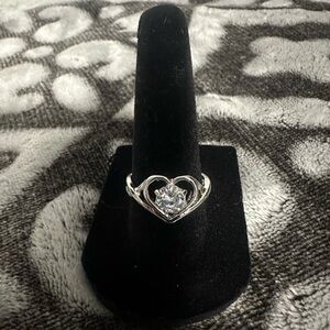 Elegant Silver Heart-Shaped CZ ring